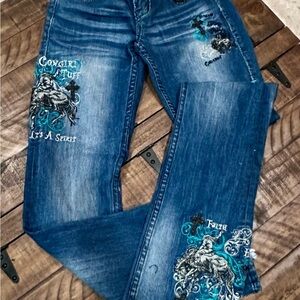 Cowgirl Tuff Women's Embroidered Blue Jeans